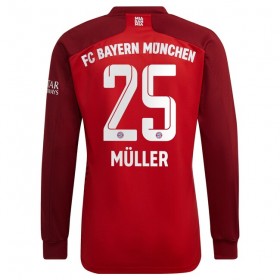 Koszulka Bayern Monachium Thomas Muller 25 Domowe Stroje Piłkarskie 2021/22 Długi Rękaw
